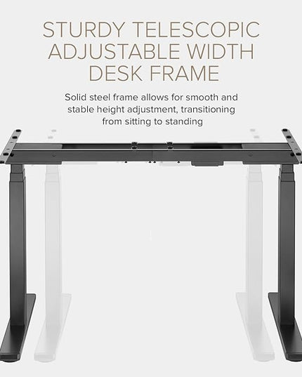 POUT TEKDEC Dual Motor 3-Stage Electric Adjustable Standing Computer Desk Base 24.4” - 51" Height for Home and Office (White) - LeafyLoom