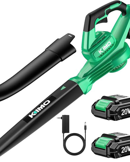 K I M O. Leaf Blower Cordless with Battery and Charger, 2X2.0 Batteries, Extension Tube, 200 CFM 170 MPH Lightweight Cordless Leaf Blower, Battery Operated Leaf Blowers for Lawn Care, Yard|Patio|House - LeafyLoom