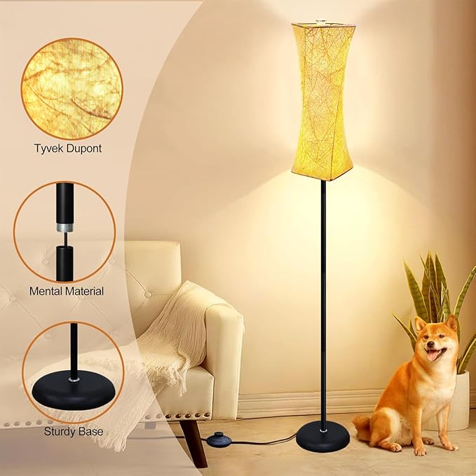 WORLD WIN Floor Lamp for Living Room, Tall Floor Lamp Standing Lamps for Bedrooms, Stepless Dimmable Modern Floor Lamp for Office Kids Room - LeafyLoom