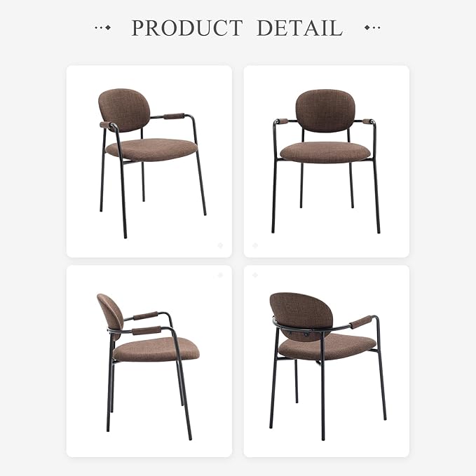 COLAMY Modern Dining Chairs Set of 4, Dining Armchairs Set of 4, Chair Set of 4 for Dining Table, Upholstered Fabric Dining Chairs with Back for Kitchen,Dining Room,Restaurant,Shop, Brown - LeafyLoom