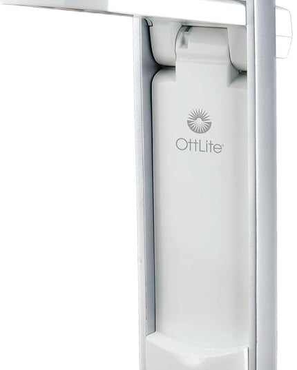 OttLite Portable LED Task Lamp, White - Lightweight LED Desk Lamp with Carrying Handle, Long-Lasting & Energy-Efficient Natural Daylight LEDs for Home Office & Desk - Automatic On/Off Operation - LeafyLoom