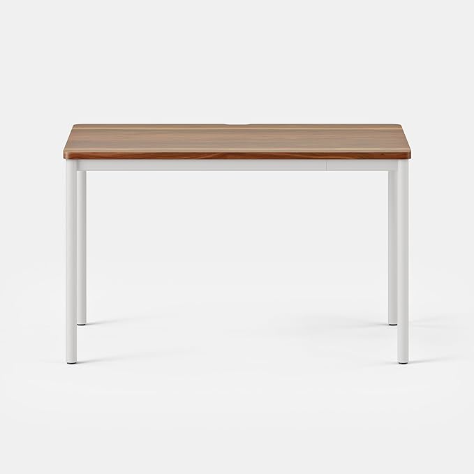 Branch Daily Desk - Functional At Home Office Desk with Effortless Assembly, Timeless Design, Rounded Corners, and Built-in Cable Notch - 48” W x 28.5” H x 24” D - Walnut White Work Table - LeafyLoom
