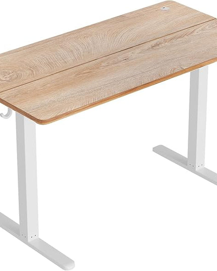 CubiCubi Height Adjustable Electric Standing Desk, 48 x 24 Inches Stand Up Table, Sit Stand Home Office Desk with Splice Board, Maple - LeafyLoom