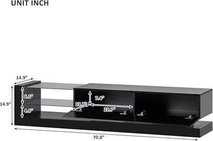 NicBex TV Stand for 75 Inch TV LED Entertainment Center Media Storage Console Table with 2 Media Storage Cabinets and 16-Color RGB LED for Living Room,Bedroom, 70.8 Inch,Black - LeafyLoom