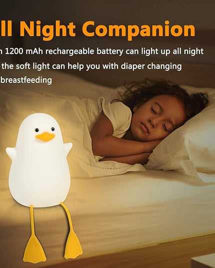 FULLOSUN Cute Night Light for Kids, Toddler, Duck Silicone Nursery Baby Nightlight, Kawaii Birthday Gifts for Room Decorations, Teen Girls Boys Child - Portable Squishy Battery Operated - LeafyLoom