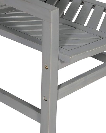Walker Edison 2 Piece Outdoor Patio Chevron Wood Chair Set All Weather Backyard Conversation Garden Poolside Balcony, Set of 2, Grey - LeafyLoom