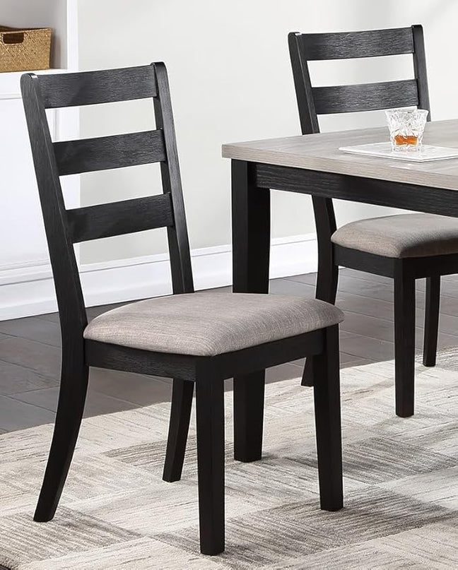 NicBex Small Dining Table Set for 4 Dining Room Set 5pc Dining Set Kitchen Dinette Wooden Top Table and Chairs Upholstered Cushions Seats Ladder Back Chair Dining Room, Black - LeafyLoom