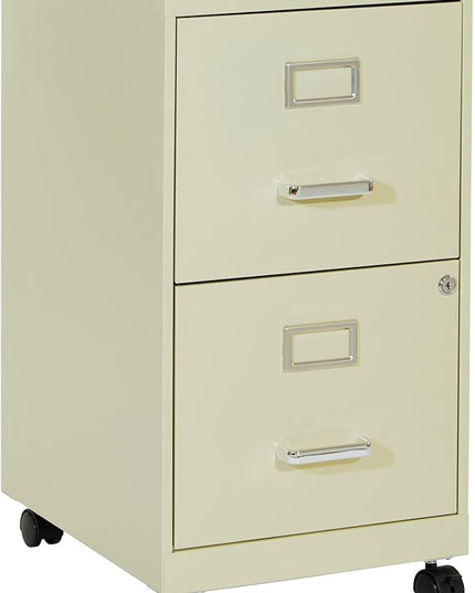 OSP Home Furnishings 2 Drawer Mobile Locking Metal File Cabinet, Tan - LeafyLoom