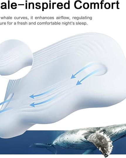 SKG Cooling Pillow with Cochlear Shape and Whale-Inspired Design for Back & Side Sleeper Night's Sleep, Soft and Breathable, Ergonomic Neck Pillow… - LeafyLoom