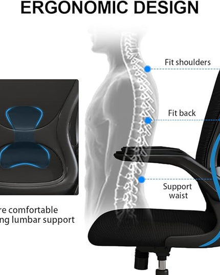 Sytas Home Office Chair Ergonomic, Mesh Desk Chair Lumbar Support, Ergonomic Computer Chair Adjustable Armrest - LeafyLoom