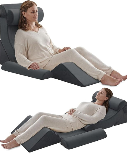 Axelrod 6PCS Orthopedic Bed Wedge Pillow Set, Post Surgery Foam for Back, Neck & Leg Pain Relief Comfortable & Adjustable Ortho Pillows- Anti Snoring, Heartburn, Acid Reflux & GERD Sleeping Dark Grey - LeafyLoom