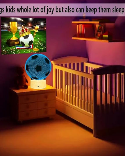 Soccer Gifts Light, Soccer 3D Illusion Lamp Best Gifts for Teen Boys Night Light for Kids Bedroom Room, Football Decor with Remote Control 7 Colors Changing Lights for Birthday, Halloween, Xmas Gift - LeafyLoom