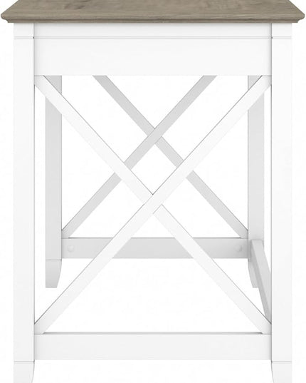 Bush Furniture Key West Writing Table for Home Office | Small Modern Farmhouse Desk, 48W, Pure White and Shiplap Gray - LeafyLoom
