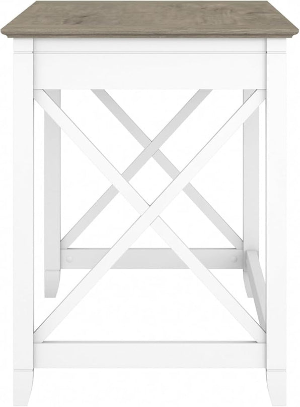 Bush Furniture Key West Writing Table for Home Office | Small Modern Farmhouse Desk, 48W, Pure White and Shiplap Gray - LeafyLoom