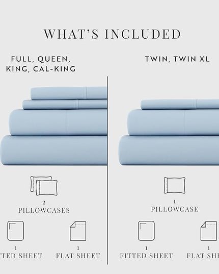 Linen Market Bed Sheets for Queen Size Bed (Light Blue) - Sleep Better Than Ever with These Soft and Cooling Queen Sheets - Deep Pocket Fits 16" Thick Beds - 4 Piece Queen Sheet Set - LeafyLoom