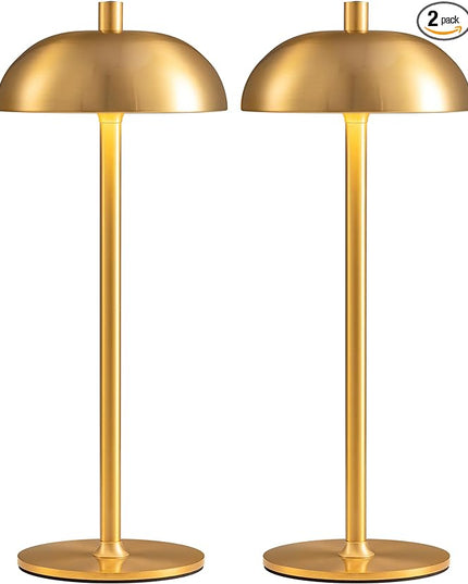 Cordless LED Table Lamp Set of 2, Modern Portable Desk Lamp, 3 Color Stepless Dimming Built-in Rechargeable Battery Lights, for Bedroom, Patio, Outdoor, Restaurant, Bedside Night Lamp(Gold) - LeafyLoom