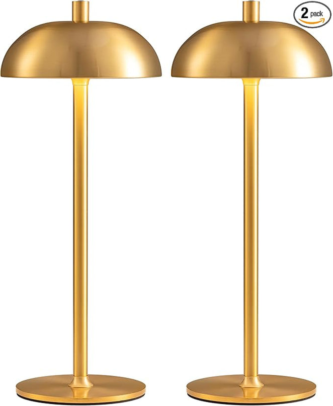 Cordless LED Table Lamp Set of 2, Modern Portable Desk Lamp, 3 Color Stepless Dimming Built-in Rechargeable Battery Lights, for Bedroom, Patio, Outdoor, Restaurant, Bedside Night Lamp(Gold) - LeafyLoom