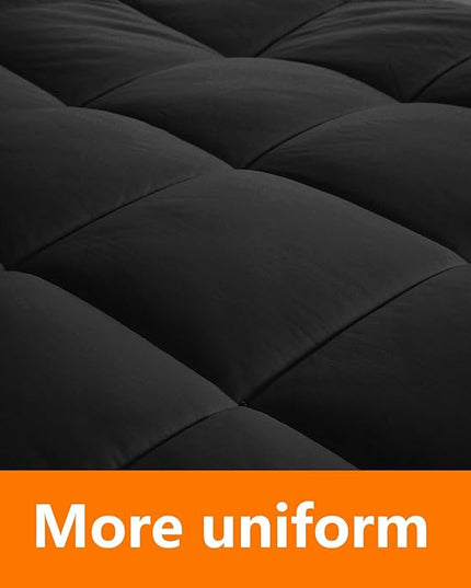 Full Size Comforter Set - 3 Pieces, 1 Reversible Comforter and 2 Pillowcases,Soft Quilted Warm Fluffy Cooling Bedding for All Season,Black - LeafyLoom