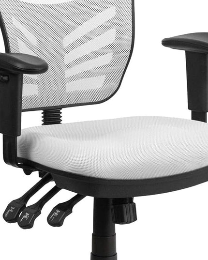 Flash Furniture Nicholas Mid-Back Swivel Office and Gaming Chair, Ergonomic Mesh Office Chair with Adjustable Lumbar Support and Height, White - LeafyLoom