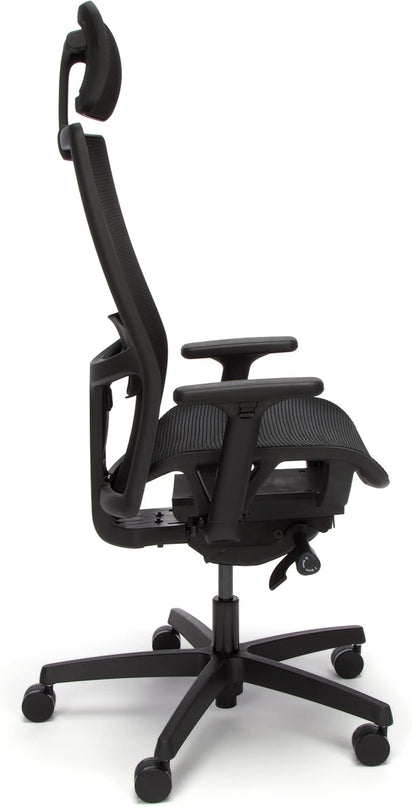 HON Ignition 2.0 Ergonomic Mesh Office Chair with Headrest - High Back Computer Desk Chair Adjustable Lumbar Support, Armrests, Seat-Depth, Synchro-Tilt Recline, 360 Swivel Rolling Wheels – Black - LeafyLoom