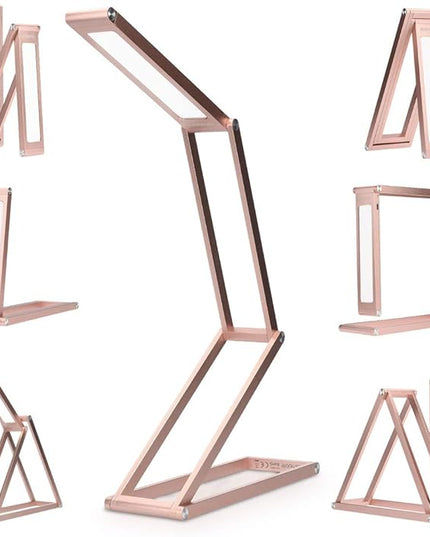 kwmobile Foldable LED Desk Lamp - Folding Portable USB Table Light with 3 Brightness Settings - for Home, Reading, Studying, Work, Travel - Rose Gold - LeafyLoom