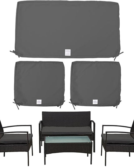 ClawsCover 3Pack Outdoor Seat Cushions Replacement Covers Fit for 4 Pieces Wicker Rattan Furniture Patio Conversation Set Loveseat Chair,38x19x2,19x19x2,Dark Gray-Large (Include Cover Only) - LeafyLoom
