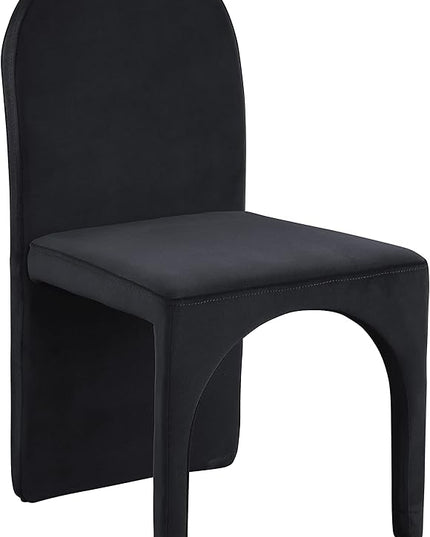 Meridian Furniture Summer Collection Modern | Contemporary Velvet Upholstered Dining Side Chair with Steel Frame, Set of 2, Black - LeafyLoom
