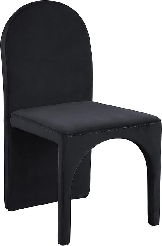 Meridian Furniture Summer Collection Modern | Contemporary Velvet Upholstered Dining Side Chair with Steel Frame, Set of 2, Black - LeafyLoom