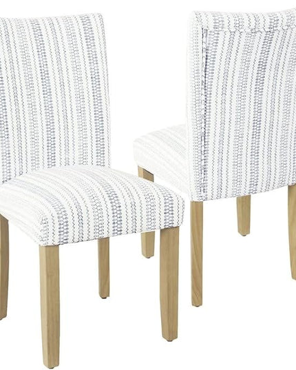 HomePop Classic Parsons Dining Chairs, Pack of 2, Blue Farmhouse Stripe - LeafyLoom