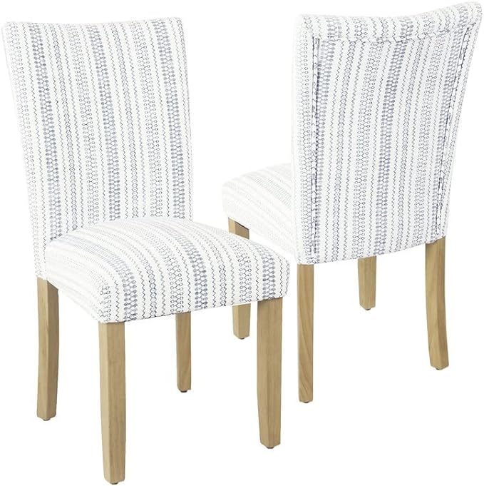 HomePop Classic Parsons Dining Chairs, Pack of 2, Blue Farmhouse Stripe - LeafyLoom