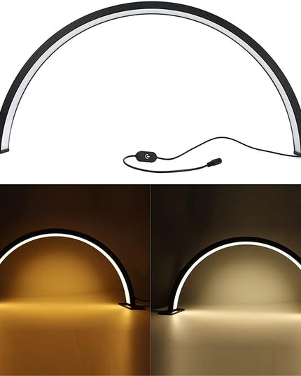 Half Moon LED Light for Nail, 3000-6000K Dimmable Half Moon Nail Desk Lamp with Touch Key, 35W Half Moon Fill Light with Lamp Holder for Lash Extension Beauty Tattoo Live Steaming - LeafyLoom