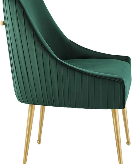 Modway Discern Pleated Back Upholstered Performance Velvet Dining Chair, Green - LeafyLoom