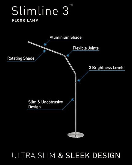 Daylight Company Slimline 3 Floor Lamp, Standing Led Lamp, Touch Dimmable Lamp, Ideal for Sewing, Needlework, Quilting, Nail Artwork, Permanent Makeup, Fine Arts and Crafts and Reading, 13 W, White - LeafyLoom