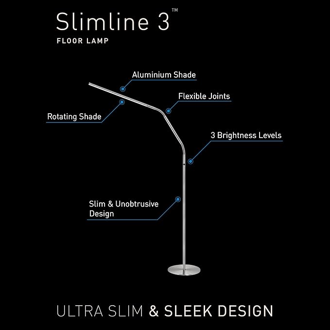 Daylight Company Slimline 3 Floor Lamp, Standing Led Lamp, Touch Dimmable Lamp, Ideal for Sewing, Needlework, Quilting, Nail Artwork, Permanent Makeup, Fine Arts and Crafts and Reading, 13 W, White - LeafyLoom