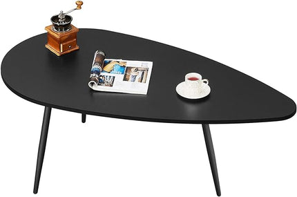 SAYGOER Black Small Coffee Table Modern Oval Coffee Tables Retro Center Table for Small Space Mid Century Coffee Table Rustic Accent Table for Living Room Home Office, Easy Assembly - LeafyLoom