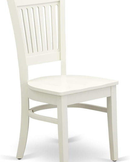 East West Furniture ANVA3-LWH-W 3 Piece Dining Room Furniture Set Contains a Round Dining Table with Pedestal and 2 Wood Seat Chairs, 36x36 Inch, Linen White - LeafyLoom