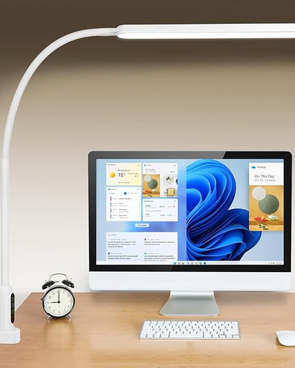 LED Desk Lamp with Clamp, Super Bright Desk Light with 11 Brightness, 5 Color Modes, Flexible Gooseneck Clip on Table Light, Eye-Caring Architect Task Desk Lamps for Home Office Study Reading - LeafyLoom