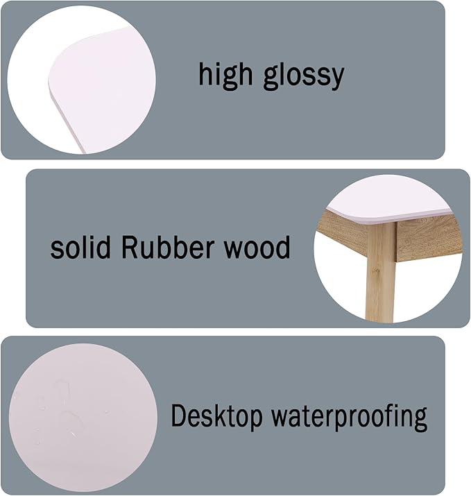 TaoHFE Pink Vanity Table with Rubber Wood Legs Small Spaces Girl Vanity Desk Glossy Pink 39 Inch Makeup Desk with USB Dressing Table No Mirror Computer Desk for Home Modern Vanity Desk for Bedroom - LeafyLoom