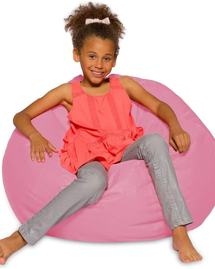 Posh Creations Bean Bag Chair for Kids, Teens, and Adults Includes Removable and Machine Washable Cover, Solid Pink, 38in - Large - LeafyLoom