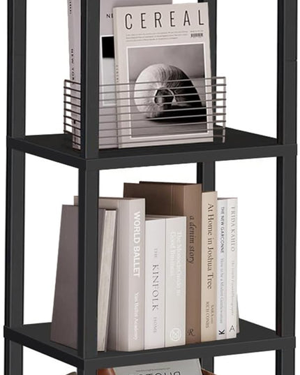 TUTOTAK Bookshelf, 5-Tier Tall Book Shelf, Narrow Bookcase for Small Space, DIY Stackable Bookshelf, for Living Room, Office, Study, Entryway, Industrial, Black BS01BK005 - LeafyLoom