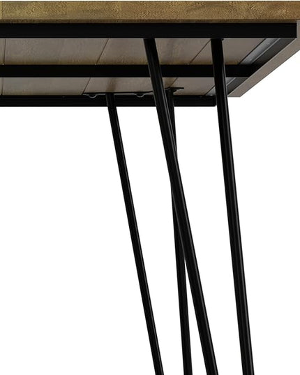 SIMPLIHOME Hunter SOLID MANGO WOOD and Metal Rectangle Industrial Table for The Dining Room, 66 inch, Light Brown - LeafyLoom