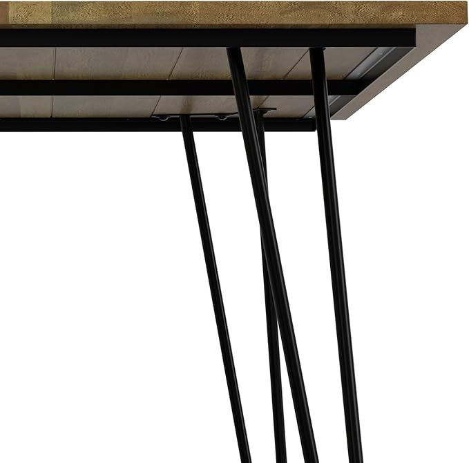 SIMPLIHOME Hunter SOLID MANGO WOOD and Metal Rectangle Industrial Table for The Dining Room, 66 inch, Light Brown - LeafyLoom