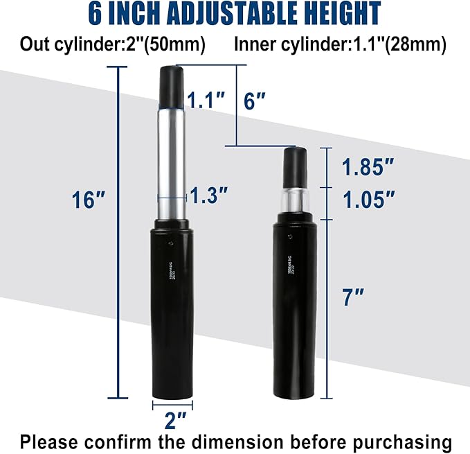 6" Pneumatic Gas Cylinder for Herman Miller Classic Aeron Chair,Office Chair Hydraulic Cylinder Replacement,Stroke Gas Lift Cylinder#1B08VM,Heavy Duty 450lbs New Pneumatic Cylinder, Gas Cylinder, - LeafyLoom