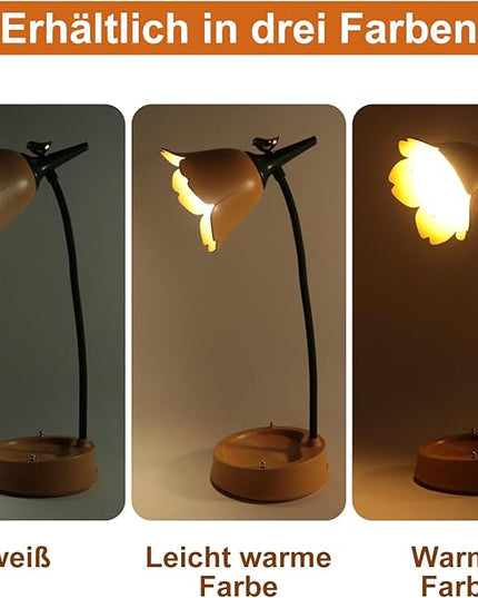 Himmel Flower Desk Lamp, Dimmable LED Kid Desk Lamp with 3 Colour Temperatures, Cordless Rechargeable Desk Lamp with Touch Sensor and Flexible Arm, USB Bedside Lamp for Reading, Learning - LeafyLoom