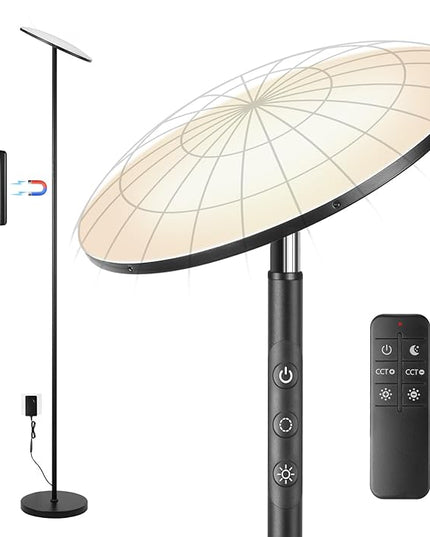LED Floor Lamp, 36W 3600LM Super Bright Mushroom-Head Standing Lamp with Remote/Touch Control, Modern Torchiere Sky Lamp with 2700K-6500K Stepless Dimming, 69" Tall Lamp for Living Room Bedroom Office - LeafyLoom