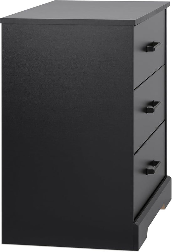 Prepac Three Drawer Nightstand, 16.25in x 27.5in x 26.75in, Rustic Black - LeafyLoom