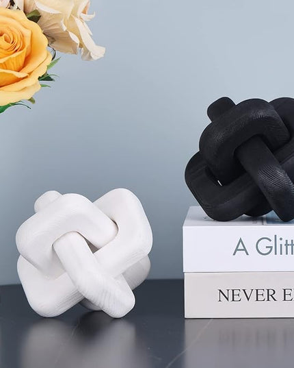 White Wooden Knot Bohemian Decoration Hand-Carved Knot Autumn Winter White Home Decor Suitable for Coffee Table Bedroom Living Room Minimalist Decoration（White） - LeafyLoom