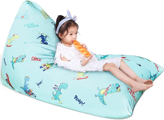 Jorbest Stuffed Animal Storage, Dinosaur Bean Bag Chair, Stuffed Animal Storage Bean Bag Chair for Kids and Adults, Dinosaur Bean Bag for Boys and Girls - Cover ONLY (Dinosaur 200L/52 Gal) - LeafyLoom