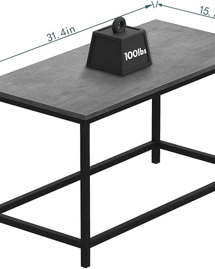 SAYGOER Small Rectangular Coffee Table Simple Modern Open Design Minimalist Center Table for Living Room Small Spaces, Easy Assembly, 31.5 x 15.7 x 17.7, Gray Black - LeafyLoom