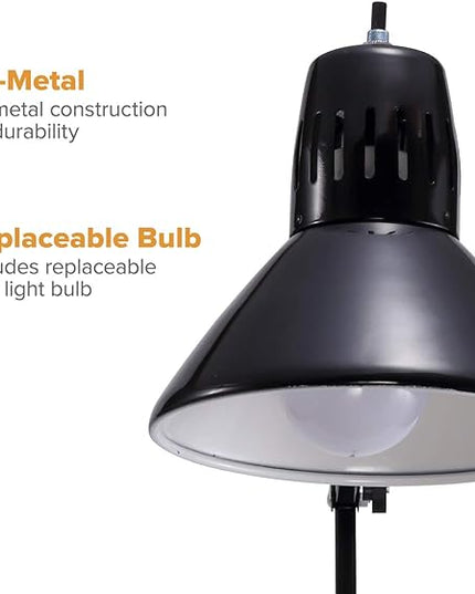 Bostitch Office VLF100 LED Swing Arm Desk Lamp with Clamp Mount, 36" Reach, includes LED Bulb,Black - LeafyLoom